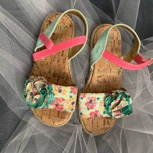Girls Pink and turquoise sandals size 10
